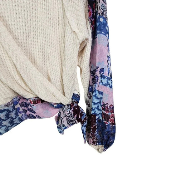 By Together Wrap Look Waffle Knit Pullover Blouse Contrast Sleeves‎ Size Large - Picture 8 of 12